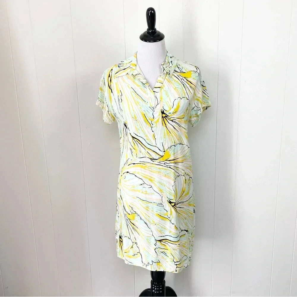 Diane Von Furstenberg Tatum Tulip‎ Shell Lagoon Short Sleeve Crepe Dress XS